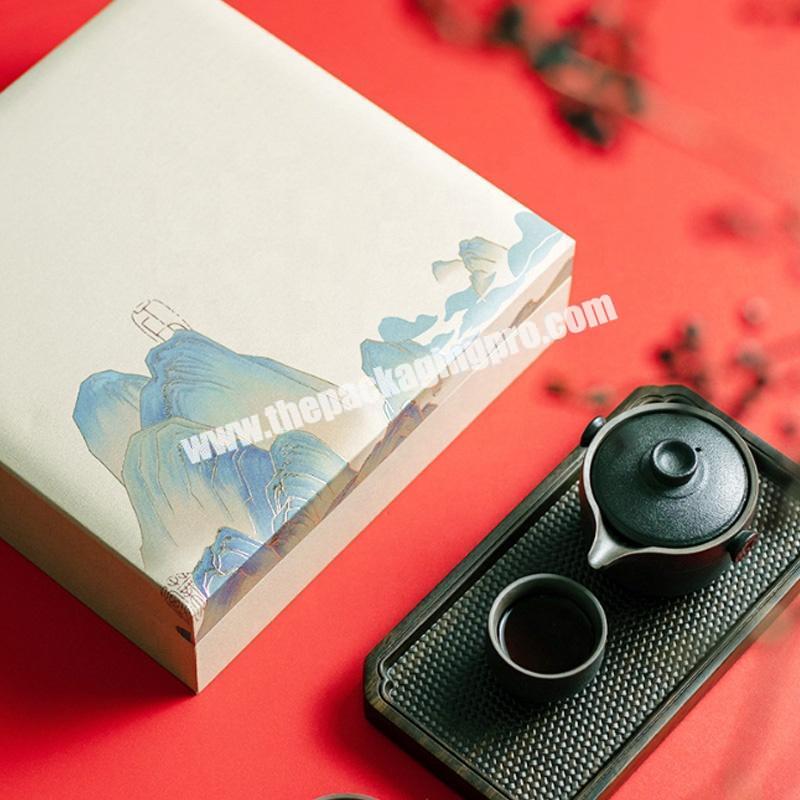 Custom luxury blue paper box tea hardcover gift box