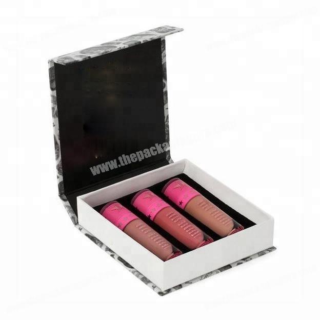 Custom luxury book shape lip gloss cosmetic gift box