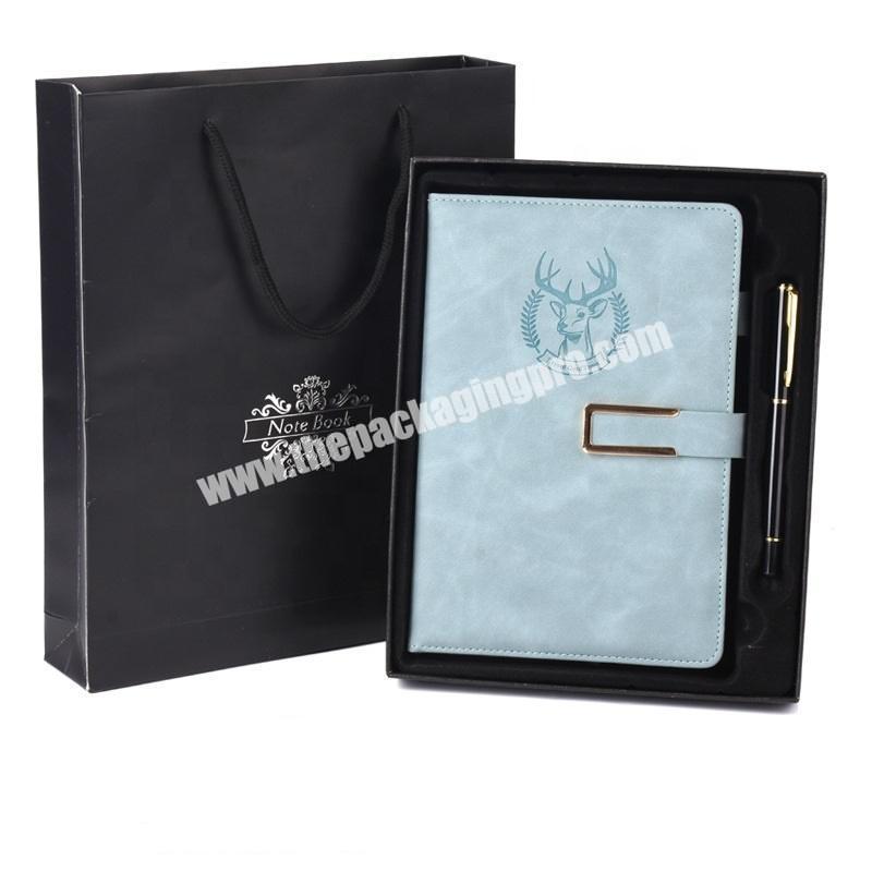 Custom Luxury Business Office Handmade Stationery Notebooks Embossed Logo Soft Pu Leather 2021 Diary Notebook With Pen And Box
