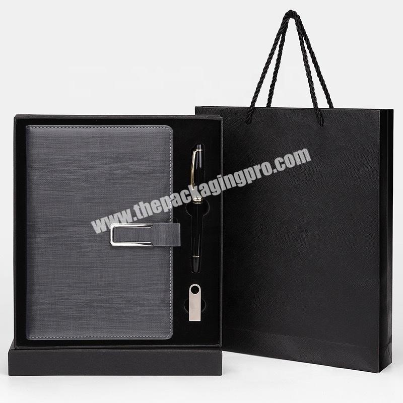Custom Luxury Business Office Stationary Notebooks A5 B5 Hardcover Pu Leather Cover Diary Gift Set Notebook With Packaging Box