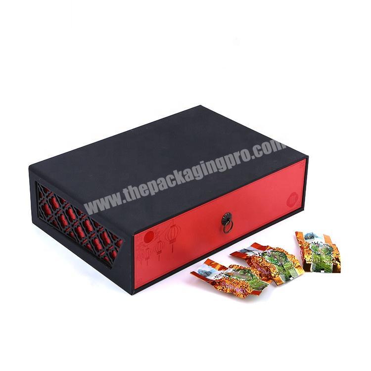 Custom Luxury Cardboard Food Gradetea Gift Box  Drawer Gift Box Packing With Compartments