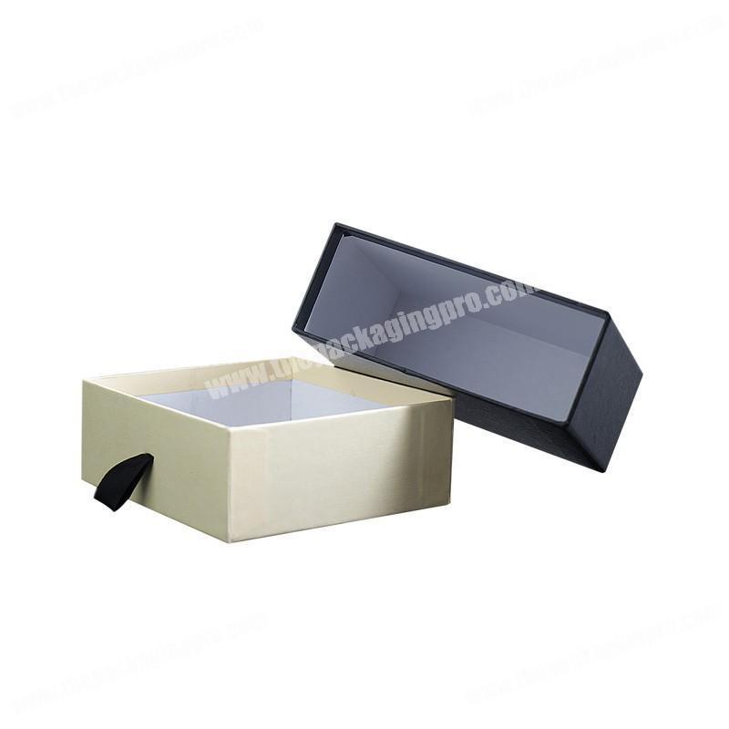Custom luxury cardboard packaging men's belt drawer boxes with black ribbon puller