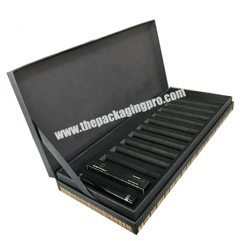 Custom luxury cardboard paper buckle and belt gift black packaging box