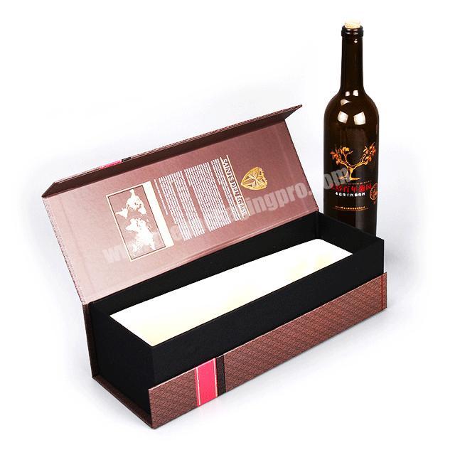 Custom Luxury Cardboard Paper Magnetic Single Red Wine Bottle Gift Packaging Box