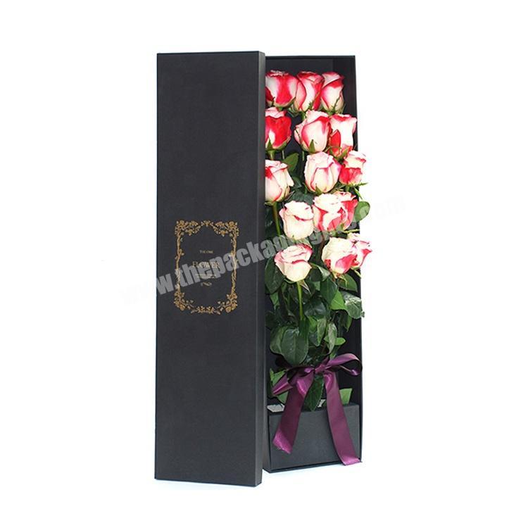 Custom Luxury Cardboard Paper Packaging Rose Flower Gift Box With Ribbon