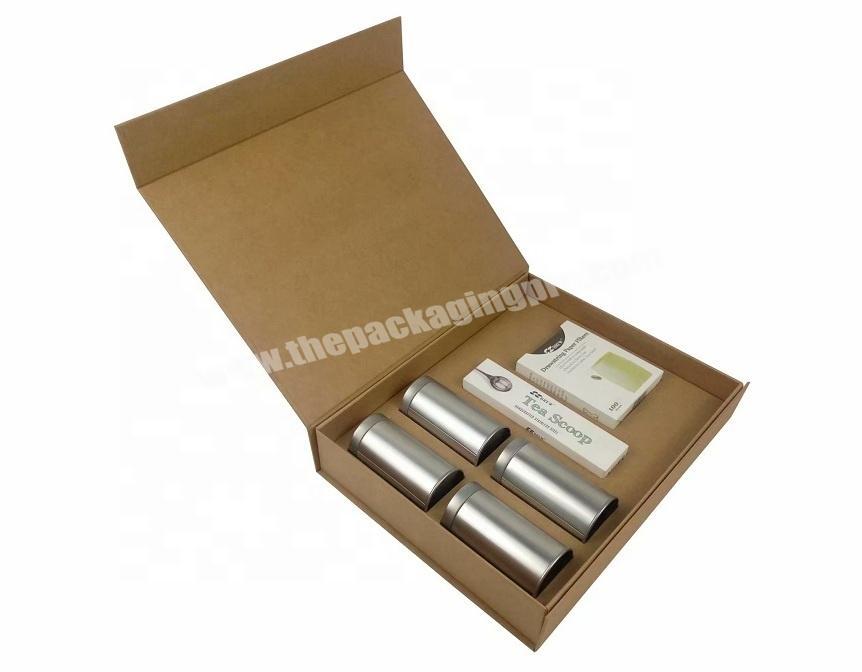 Custom Luxury Eco-friendly Tea Metal Can Collapsible Foldable Packaging Paper Box with Kraft Lining