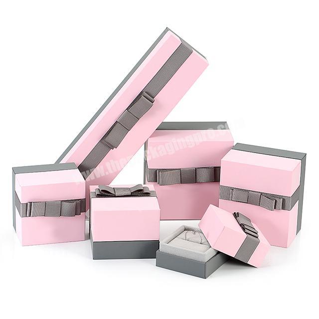 Custom Luxury Elegant Cardboard Paper Jewelry Set Packaging Box with Ribbon