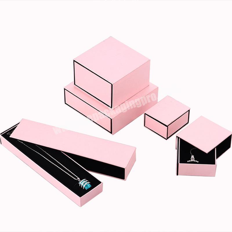 Custom Luxury Elegant Pink Cardboard Paper Jewelry Set Packaging Box