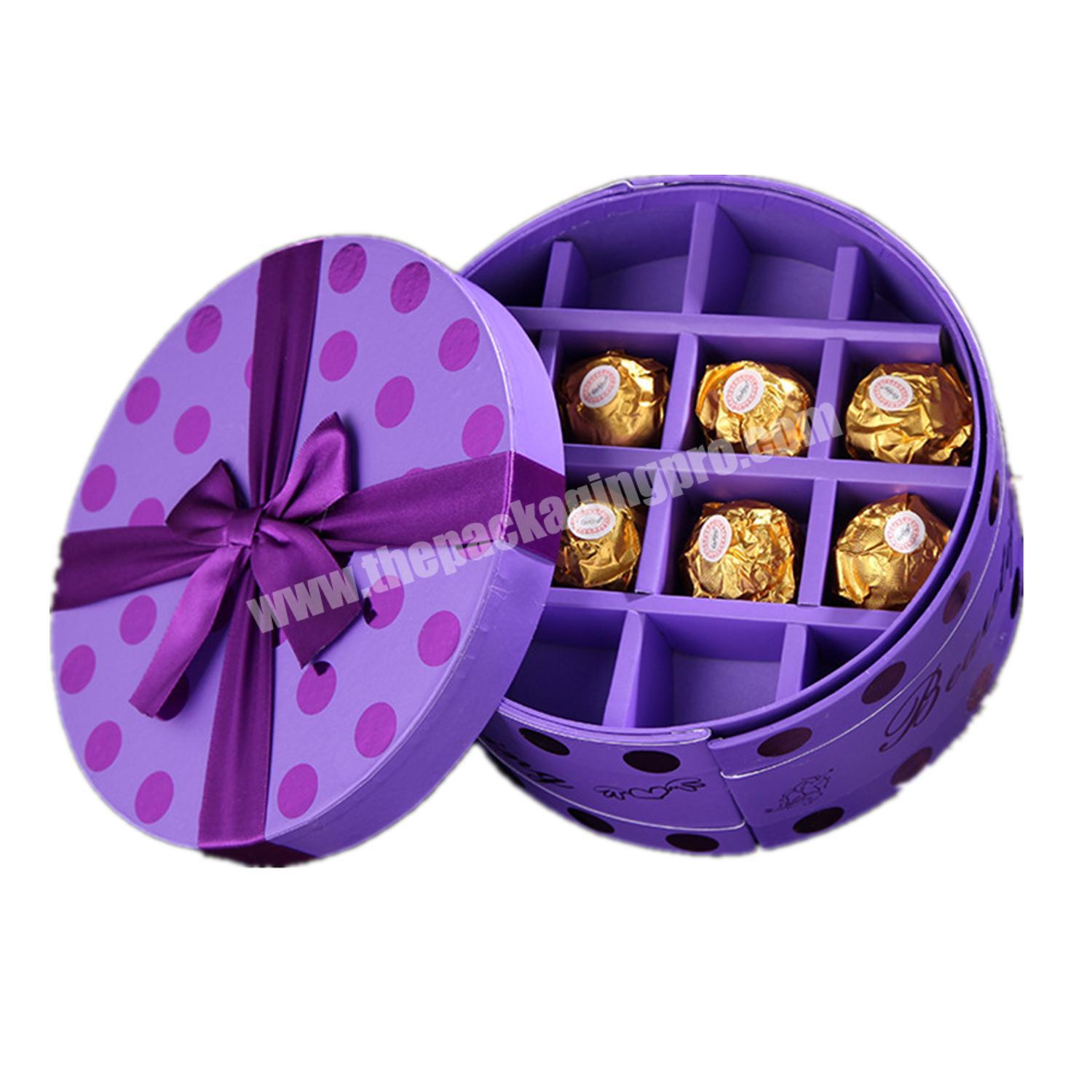 Custom luxury empty two layers lid and base chocolate packaging gift box with paper divider