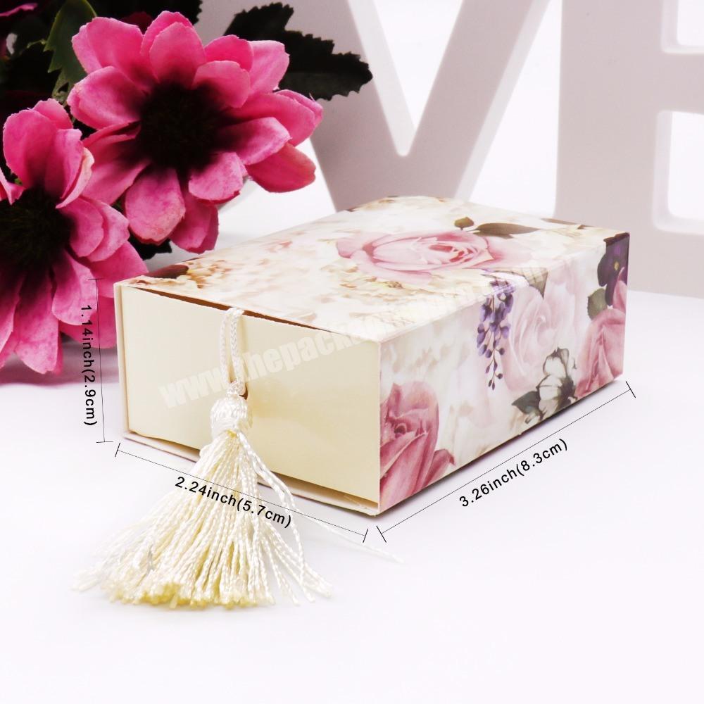 Custom luxury flower pattern drawer style gift packaging paper box