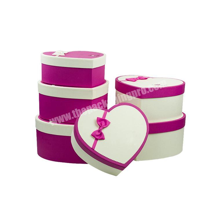 Custom Luxury Flowers Printed Chocolate Packaging Heart Shape Cardboard Gift Box With Bow