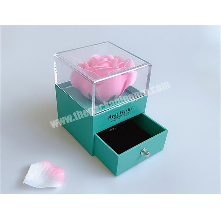 Custom luxury gift packaging flower rose clear box