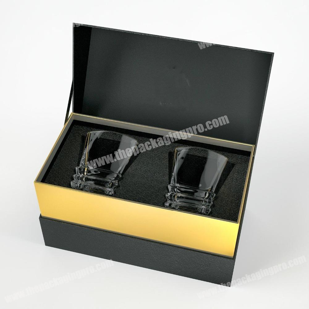 Custom Luxury Glass Whiskey Bottle Classic Black Gift Boxes
