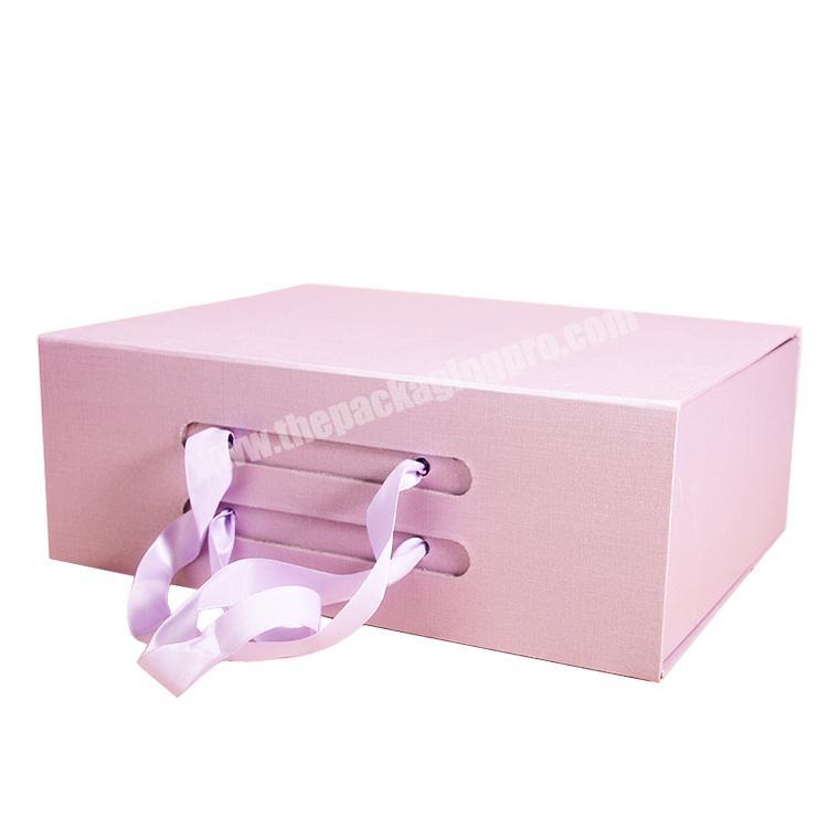 Custom Luxury Hot Stamping Logo Packaging Folding Cardboard Paper Ribbon Gift Box