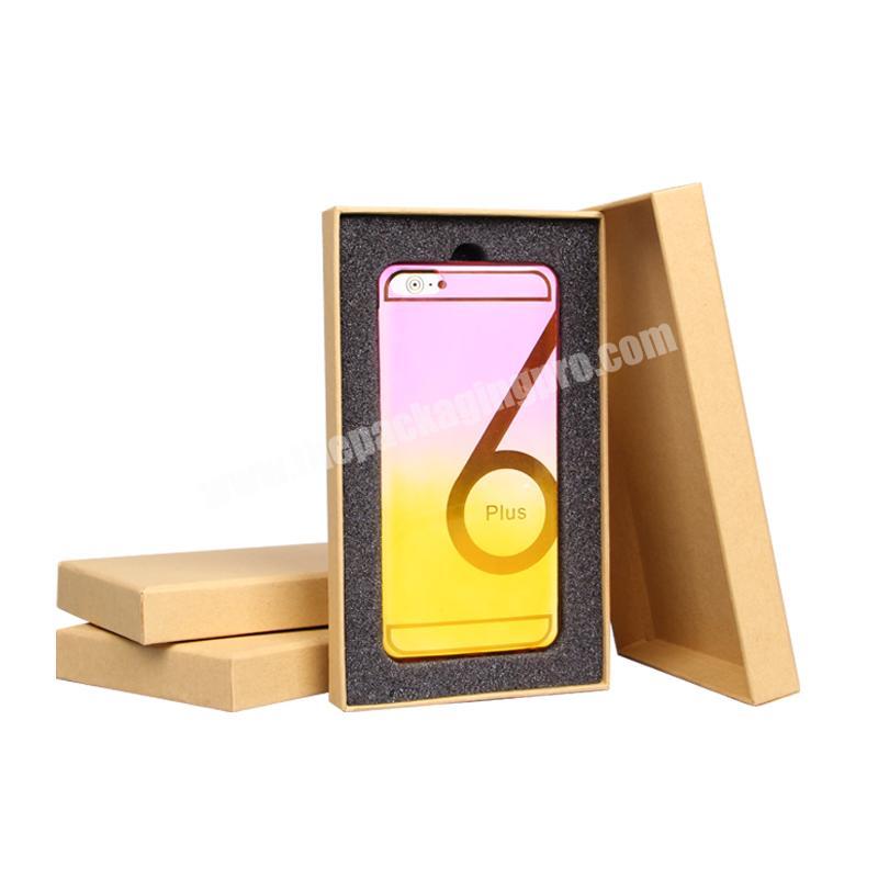 Custom Luxury Kraft Brown Cardboard Paper  Two Piece Classic Rigid Lift Off Box Cell Phone Packaging Gift Boxes