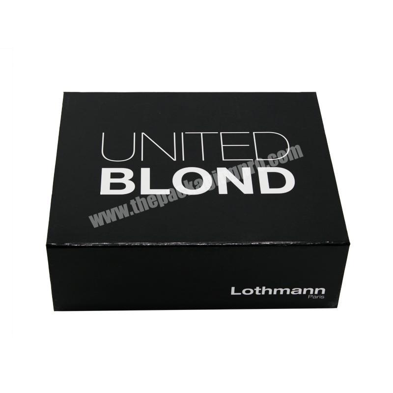 Custom luxury large black cardboard paper garment clothing gift packaging box