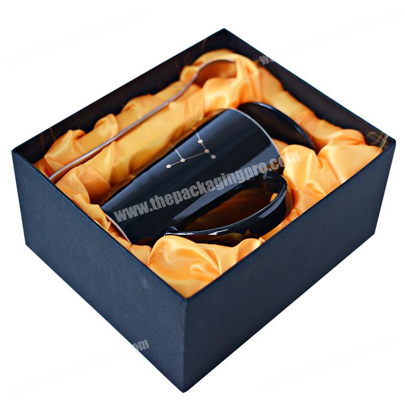 Custom luxury lid off box style cardboard paper satin insert coffee mug gift box