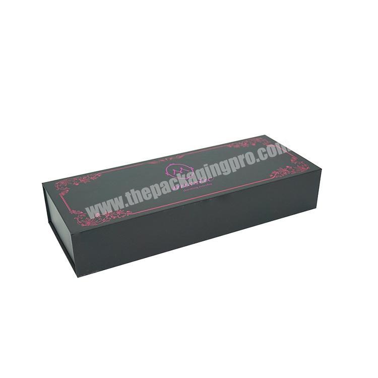 Custom luxury magnetic box for hair extensions cardboard black hair extension packaging box