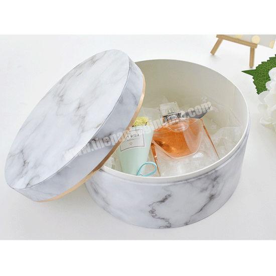 Custom Luxury Marble Color Round Cosmetic Gift Packaging Paper Box