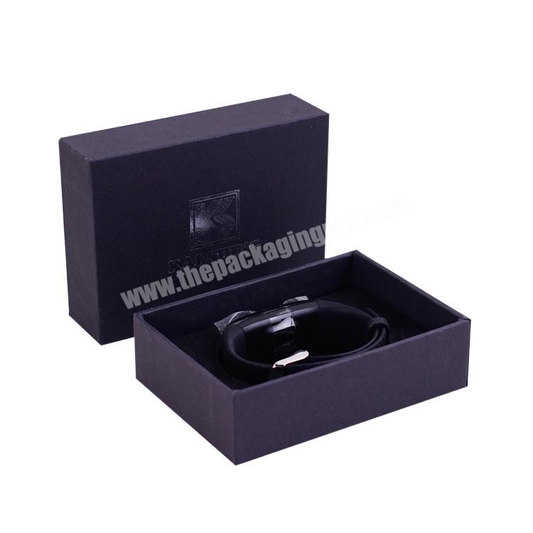 Custom luxury matte black cardboard leather belt gift packaging box with logo