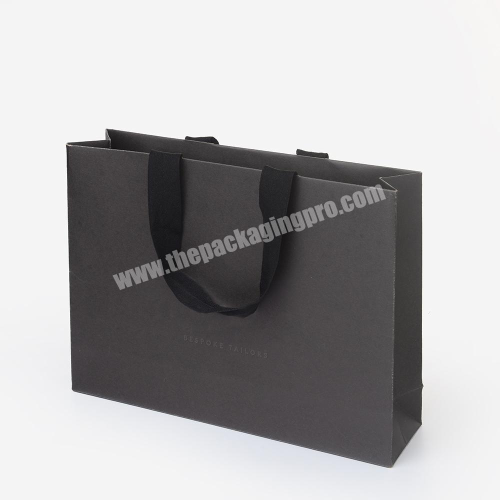 Custom Luxury Matte Black Gift Shopping Paper Bag With Logo For Clothing Packaging
