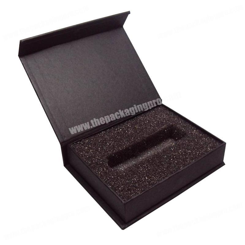 Custom luxury matte black magnetic USB packaging box
