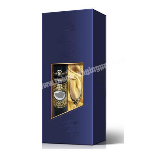 Custom luxury metallic paper color printing one bottle wine box packaging with eva inner