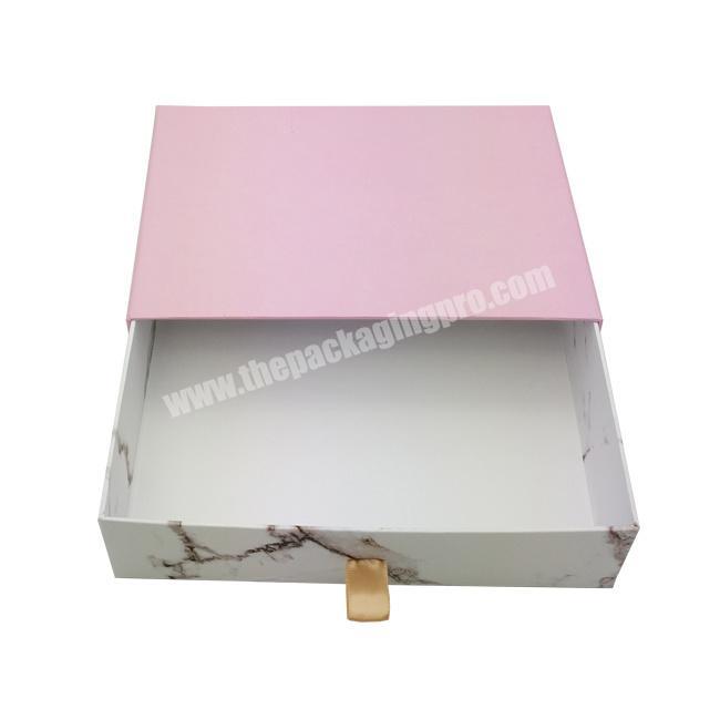 Custom Luxury Pink Marble Printing Drawer Gift Packaging Paper Box