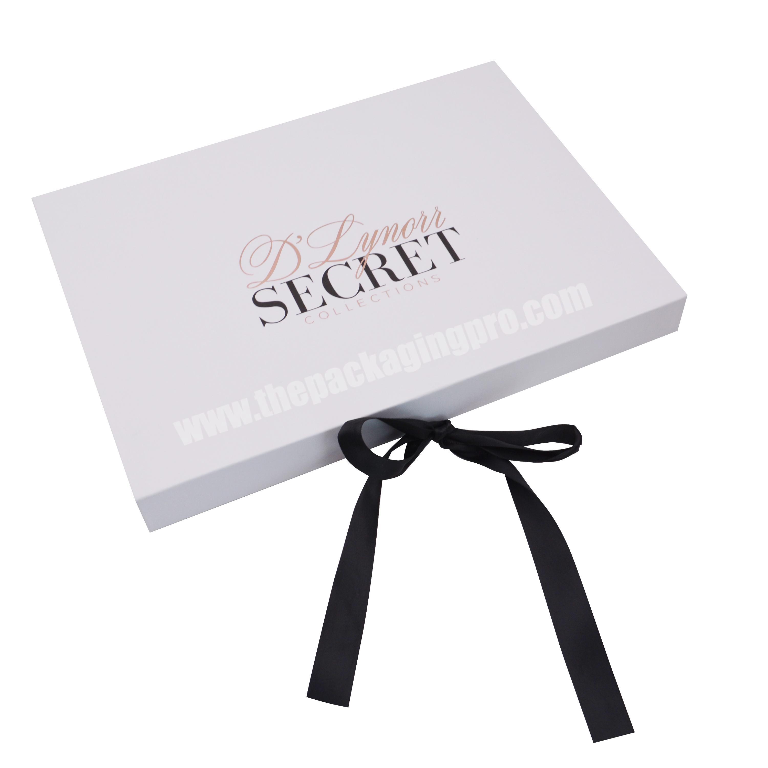 Custom Luxury Print Logo Retail Cardboard Magnetic Gift Box Ribbon Closure For Wine Wig Hair Extension