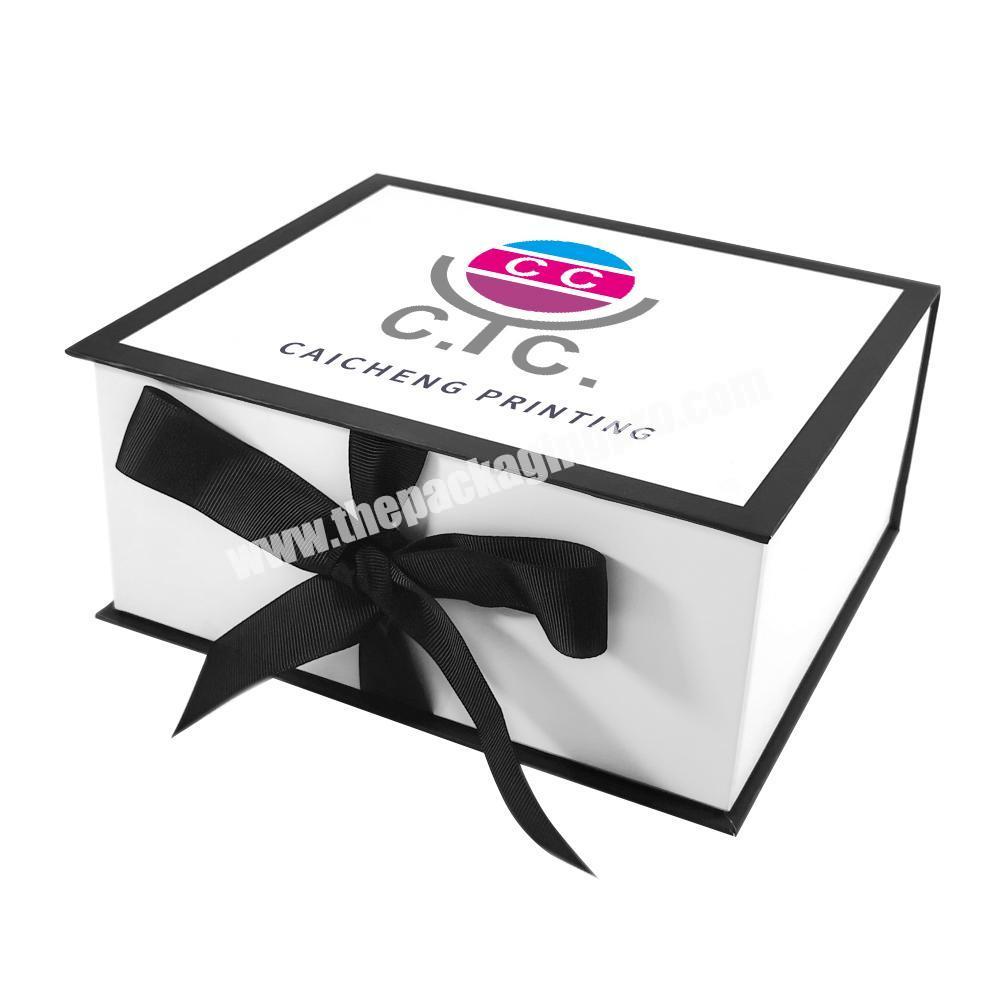 Custom Luxury Print Logo Retail Cardboard Magnetic Packaging Gift Box Ribbon Closure For Wine Wig Hair Extension
