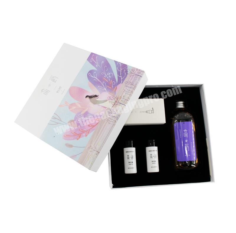 Custom luxury printed cosmetic gift set packaging box essential oil perfume bottle color box