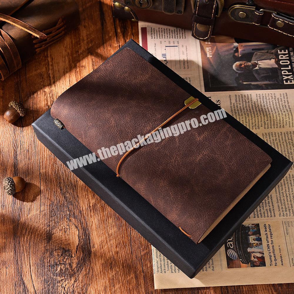 Custom Luxury PU Genuine Leather Handmade Refillable Journal Gift Set For Event Promotion Logo Embossed Agenda With PVC Pocket