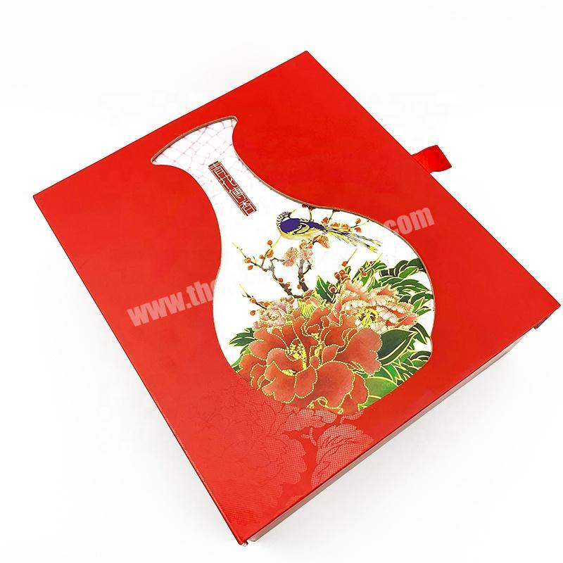 Custom luxury red Chinese style magnet closure tea packaging paper gift box for gift packaging