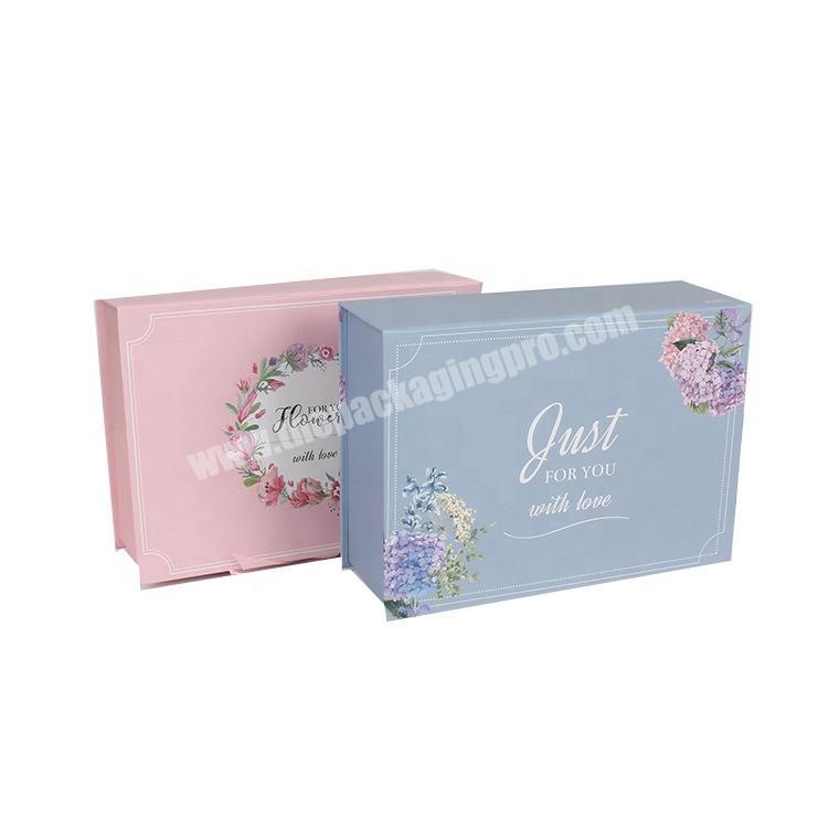 Custom Luxury Rigid Cardboard Packaging Magnetic Folding Wedding Gift Box with Ribbon