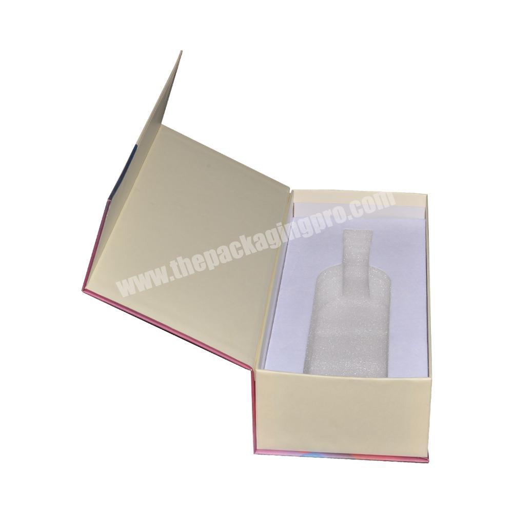 Custom Luxury Rigid Cardboard Wine Magnetic Gift Box With Foam Insert For Champagne Packaging