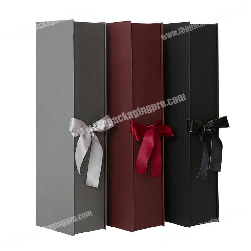 Custom Luxury Rigid Paper Cardboard Magnetic Closure A4 Deep Gift Boxes With Changeable Ribbon