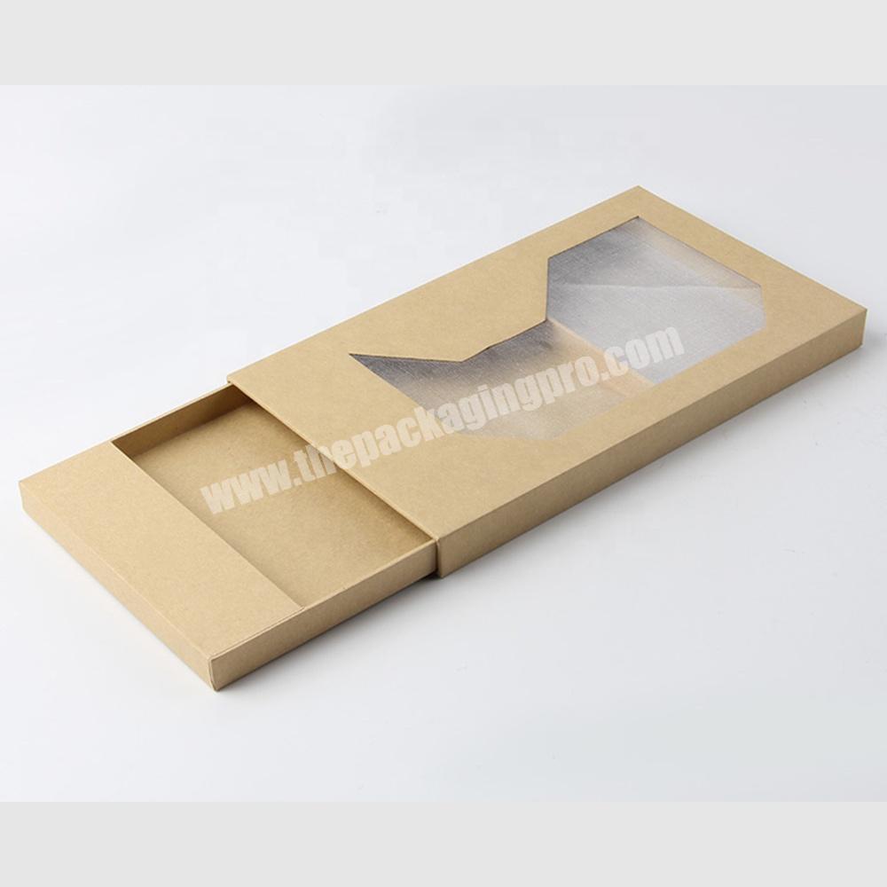 custom luxury slide open kraft paper gift boxes with windows