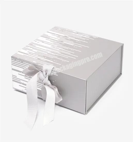 Custom Luxury Sliver Shiny Printing Flat Folding Cardboard Gift Box