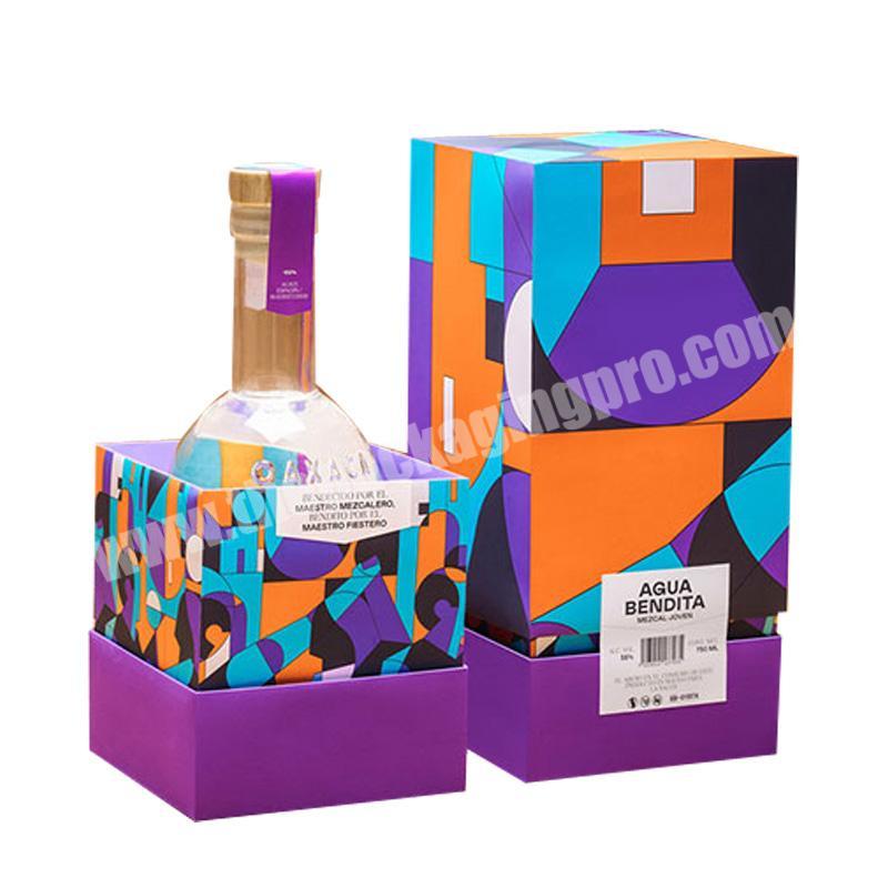 Custom Luxury Top Handcraft Black Card Wine Bottle Olive Oil cardboard whisky gift box