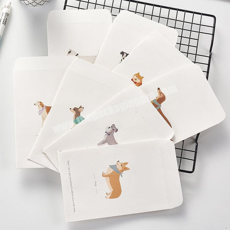Custom luxury waxed white kraft paper envelope with cute dog series