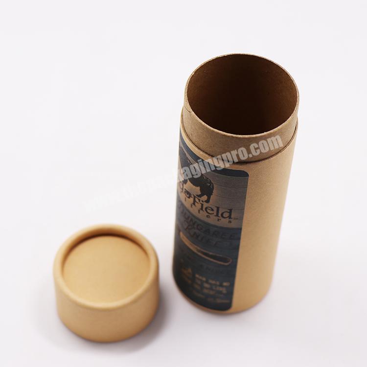 Custom Made Brown Paper With Printing Kraft Round Tube Box Inside With Wax Paper For Cosmetics