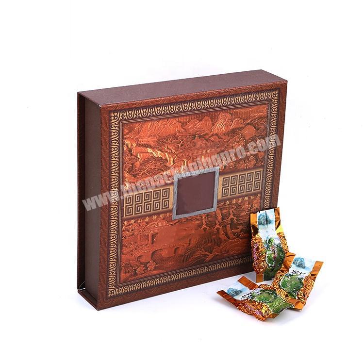 Custom Made Cardboard Paper Clamshell Chinese Tea Storage Gift Packaging Box With FoamSilk Insert