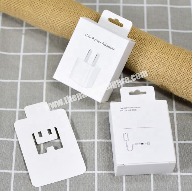 Custom made CMYK printed mobile charger packaging phone charger cable packaging cardboard charger packaging box