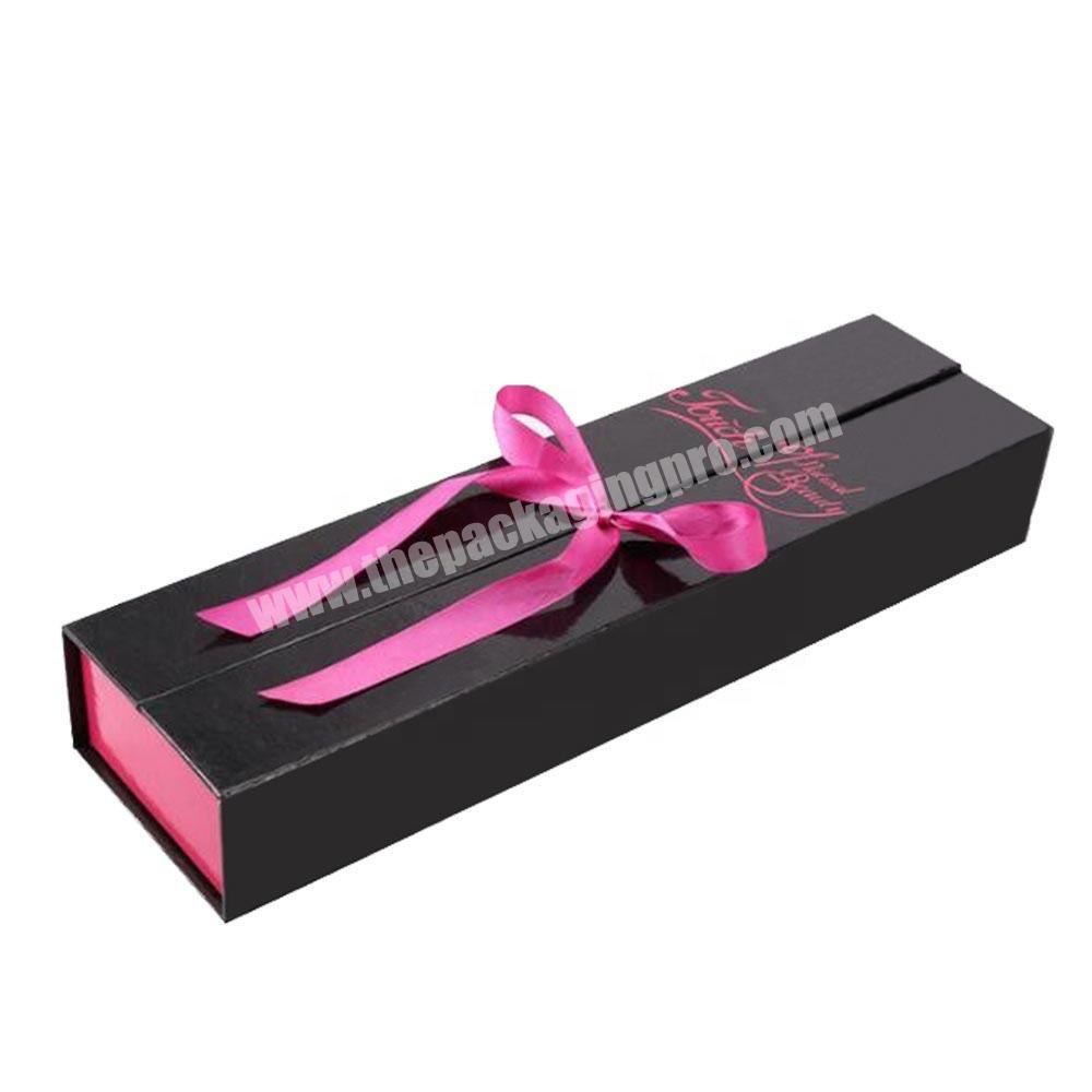 Custom made double door box ribbon packaging boxes for hair and wigs packaging