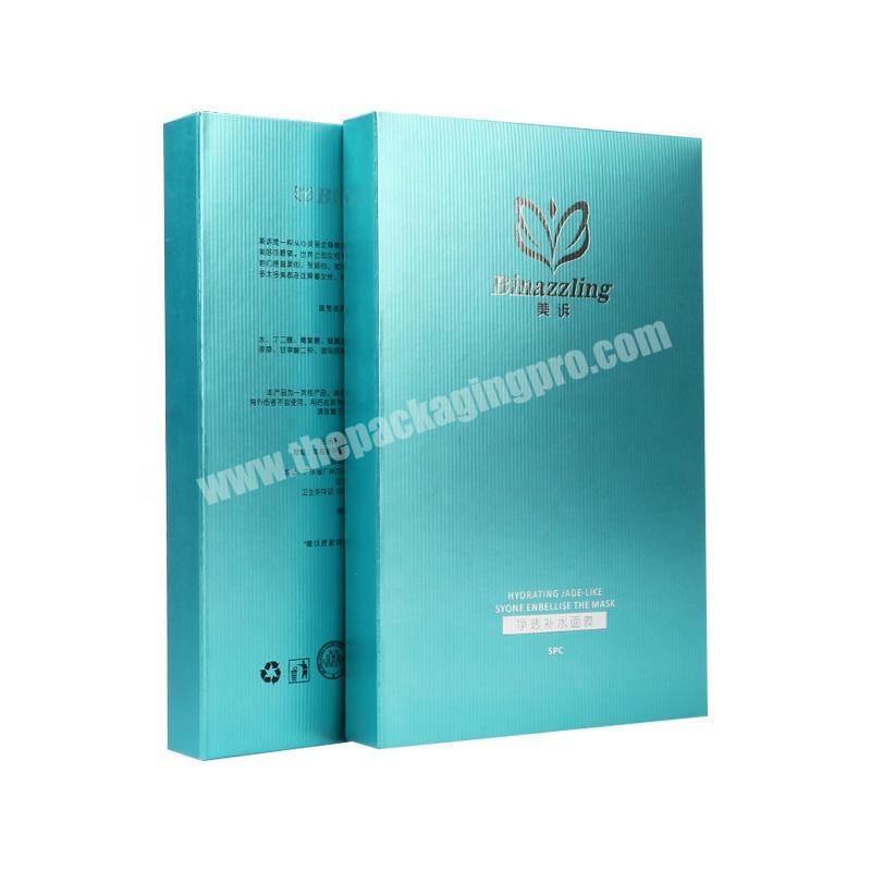 custom made luxury cosmetic skin care holographic silver hot foil stamping liner texture embossed packaging paper boxes