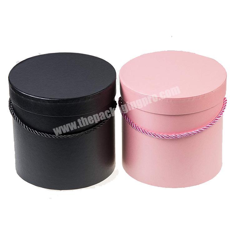 Custom made luxury round flower box cardboard packaging boxes with handle