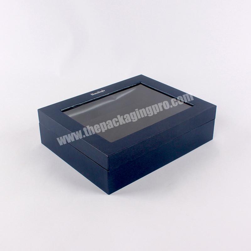 Custom made paper gift box with PVC clear lid