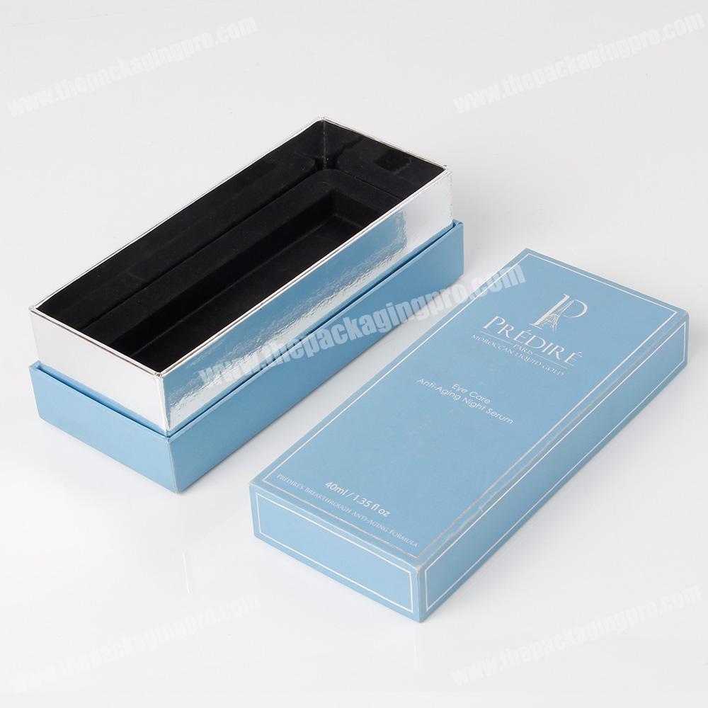 Custom made printed navy blue fancy paper mini bracelets decorative hinged perfume gift boxes