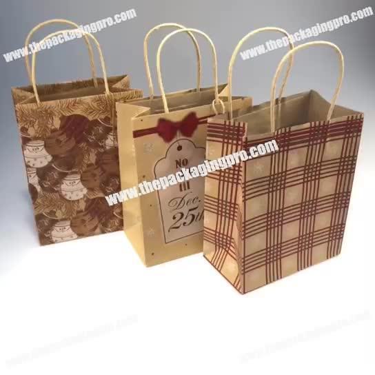 Custom Made Promotional Cheap High Quality  Brown Kraft Paper Bag with twist handle
