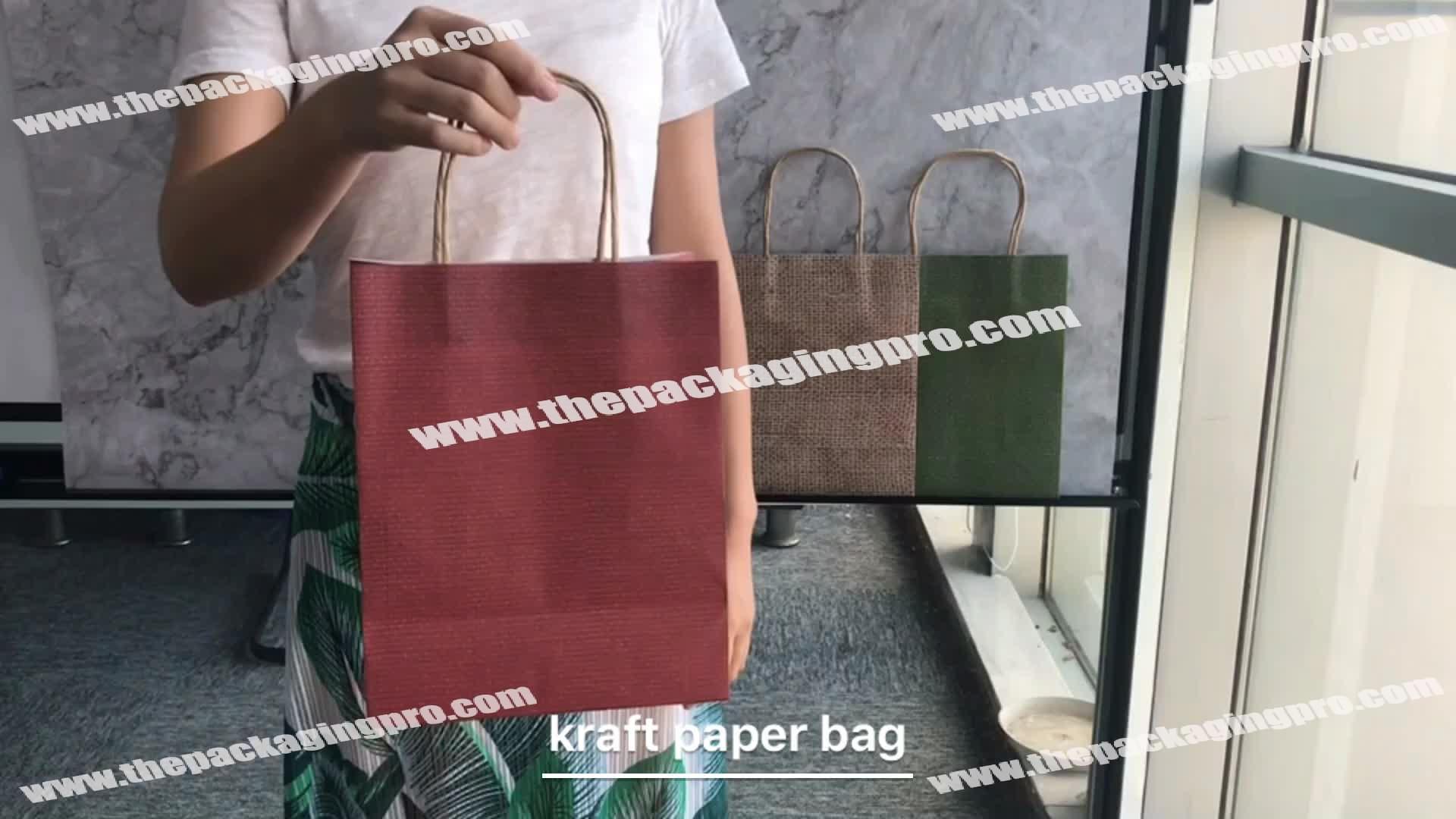 Custom Made Promotional Cheap High Quality  Brown Kraft Paper Gift Shopping  Bag with twist handle